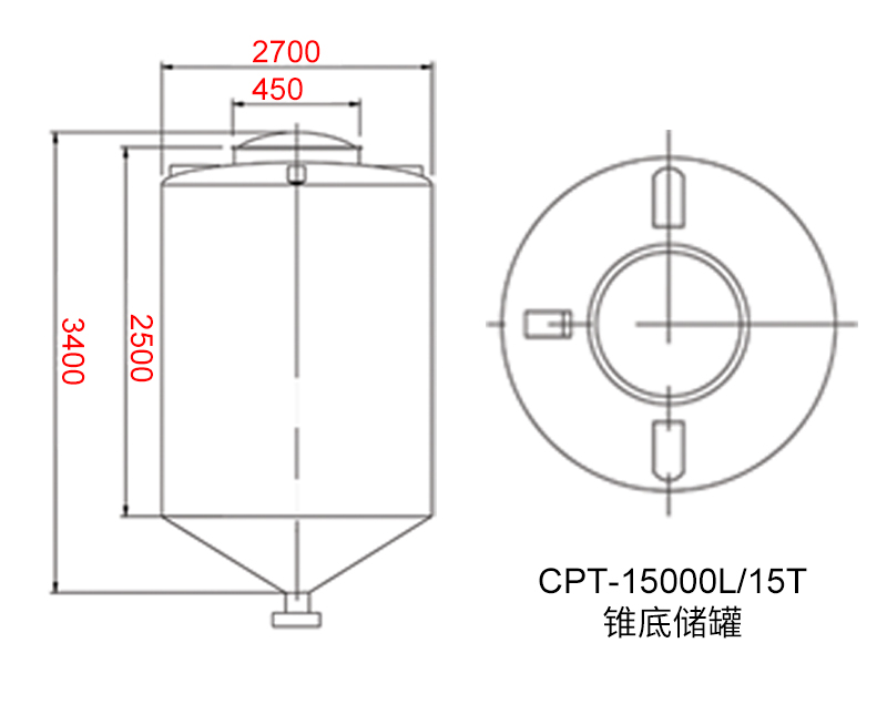 15噸錐底儲罐 工程圖展（zhǎn）示